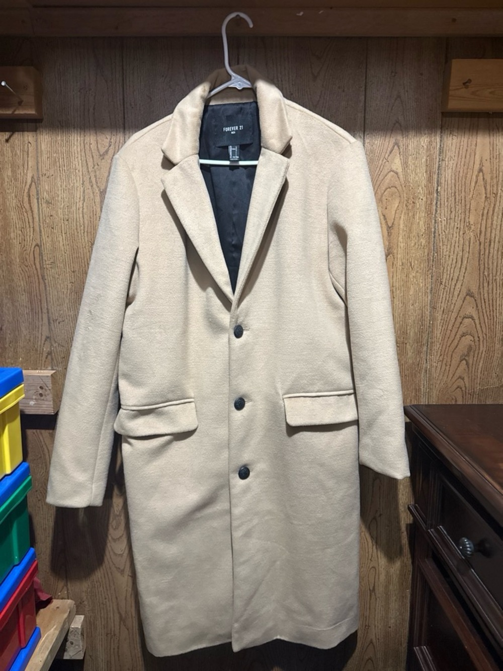 Forever 21 Men's Tan Single-Breasted Pea Coat